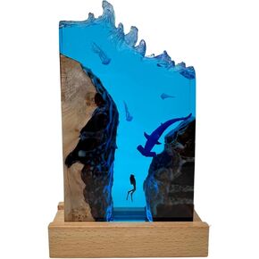 Hammerhead LED Ocean Night Light - Recycled Resin Ocean Lamp - Office, Desk, Bathroom or Bedroom Night lamp. Shark Night Light. (Hammerhead Shark)