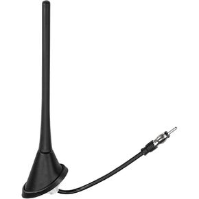 Eightwood Car Stereo FM AM Radio Antenna, Universal Roof Mount Amplified Antenna with 12V Power Wire DIN Plug Connector for Vehicle Car Truck SUV Radio Stereo Receiver Media Head Unit