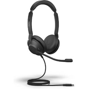 Jabra Evolve2 30 MS Wired Headset, USB-C, Stereo, Black – Lightweight, Portable Telephone Headset with 2 Built-in Microphones – Work Headset with Superior Audio and Reliable Comfort (Renewed)