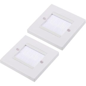 MECCANIXITY Brush Wall Plate Decoration Wall Panel Cable Pass Through Single Gang 86mmx86mm White for Low-Voltage Cables Pack of 2