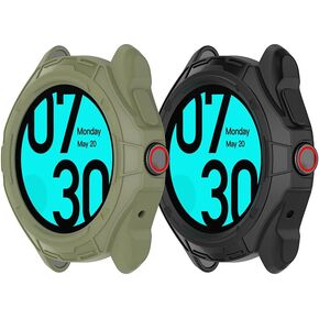 Watch Cases Compatible with Ticwatch Pro 5 Case (No Screen Protector) Soft TPU Protective Cover Accessories (starlight+black)