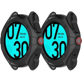 حافظات الساعة المتوافقة مع حافظة Ticwatch Pro 5 (بدون واقي شاشة) ملحقات غطاء حماية ناعم من مادة TPU (ضوء النجوم + أسود)