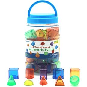 60 Pcs Translucent 3D Shapes for Teaching Light Table Manipulatives - Geometric Solids for Kids Colorful 3D Shapes Light Table Toys