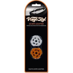 Vinyl Styl 7 inch 45 RPM Vinyl Record Adapter - Snap in - 10 Pack (Orange/White)