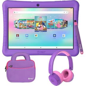 Contixo 10" Android Kids Tablet 64GB Bundle, Includes 80+ Disney Storybooks & Stickers (Value $350), Kid-Proof Case with Kickstand & Stylus, Headphone, Sleeve Bag (2023 Model) (Green)