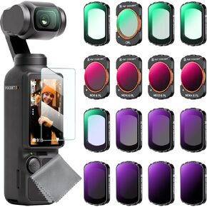K&F Concept ND, ND/PL, Effect Filter for DJI Osmo Pocket 3, 16Pack Black Diffusion 1/4 1/8 UV CPL ND32/PL ND16/PL ND8/PL ND64/PL ND8 ND16 ND32 ND64 ND128 ND256 ND1000, Light Pullution Reduction Filter