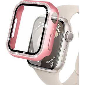 (38mm,Black) ZQCFKJ Bling Cases Crystal Diamond Bumper Cover with Built-in Tempered Glass Screen Protector [2 Pack] for Apple Watch Series 3/2/1 38mm iWatch Glitter Diamond Rhinestone Protector Cover