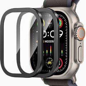 2 Pack for Apple Watch Ultra 2/Ultra Screen Protector 49mm, [Touch Sensitive] Titanium Alloy Frame Anti-Scratch HD Tempered Glass Protective Glass Film for iWatch 49mm (Numeric Orange)