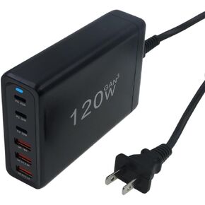 120W Fast 6 Ports Desktop Charging Station,USB C Charging Hub for Multiple Devices, Travel USB Charger Block
