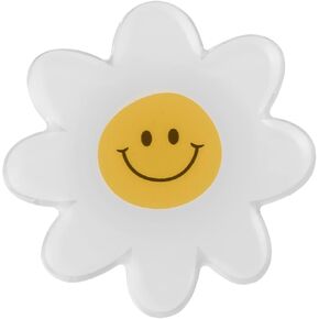 Cute Cartoon Smile Daisy Sun Flower Expandable Phone Grip Handle Smartphone Finger Holder Grip Bracket Support Adjustable Stand White
