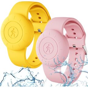 Waterproof AirTag Bracelet for Kids, [2Pack] Soft Silicone Hidden Air tag Wristband- Lightweight GPS Tracker Holder for Apple AirTag Full Body Protective Watch Band for Child