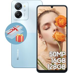Blackview Color 8 Unlocked Cell Phones, 16GB+128GB+SD 2TB, 50MP Camera Smartphone, Mobile Phones 6000mAh Battery+18W, 6.75" HD+ 90Hz Cellphone, 4G Dual SIM/3 Card Slots,Fingerprint,3.5mm Earphone Jack