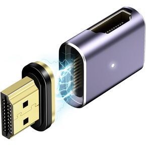 HDMI Magnetic Connector 19Pin, 8K 2.1 HDMI Female to HDMI Male Magnetic Adapter Left Side Support 60Hz 48Gbps Data Speed for PC Monitor Computer