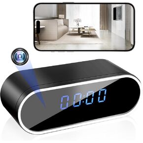 Hidden Camera Clock, WiFi Spy Camera HD 1080P Wireless Mini Camera with Night Vision, Motion Detection, and Remote Viewing, Nanny Cam for Home/Indoor Security