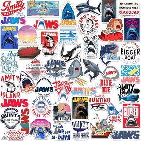 Jaws 50ct Vinyl Large Deluxe Stickers Variety Pack - Laptop, Water Bottle, Scrapbooking, Tablet, Skateboard, Indoor/Outdoor - Set of 50