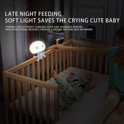 MAGICKK Night Light for Kids, Cute Jellyfish Night Light for Baby Dimmable Rechargeable Silicone Bedside Lamp with Flexible Tripod for Breastfeeding, Soft Eye Caring, Tap Control (Pink) in Saudi Arabia