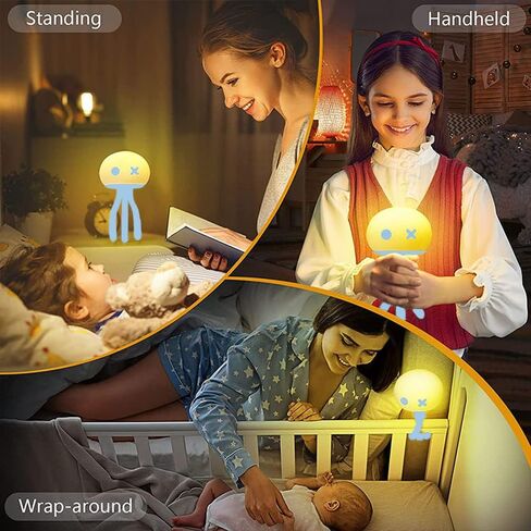 MAGICKK Night Light for Kids, Cute Jellyfish Night Light for Baby Dimmable Rechargeable Silicone Bedside Lamp with Flexible Tripod for Breastfeeding, Soft Eye Caring, Tap Control (Pink) in Saudi Arabia