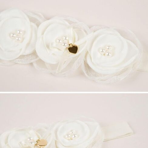 Baby Girl Headband White Lace Hairband Elastics Flower Head Wrap Hair Accessories Gift for Newborn Infant Toddlers Kids Baptism Shower Gift Birthday Wedding Party (Style 1) in Kuwait