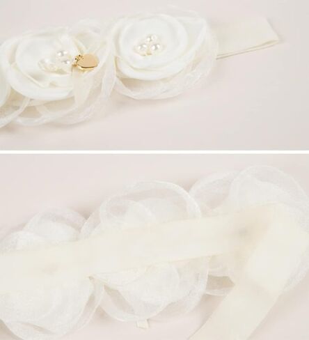 Baby Girl Headband White Lace Hairband Elastics Flower Head Wrap Hair Accessories Gift for Newborn Infant Toddlers Kids Baptism Shower Gift Birthday Wedding Party (Style 1) in Kuwait