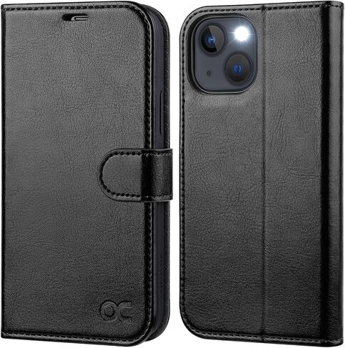 OCASE Phone 14 Plus Wallet Case, Durable PU Leather Flip Folio Case with 3 Card Holders, RFID Blocking, Shockproof TPU Inner Shell, Protective Phone Cover for Women Men, 6.7 Inch, Black in Saudi Arabia
