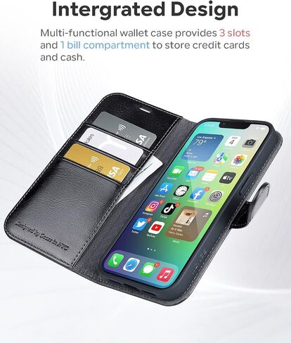 OCASE Phone 14 Plus Wallet Case, Durable PU Leather Flip Folio Case with 3 Card Holders, RFID Blocking, Shockproof TPU Inner Shell, Protective Phone Cover for Women Men, 6.7 Inch, Black in Saudi Arabia