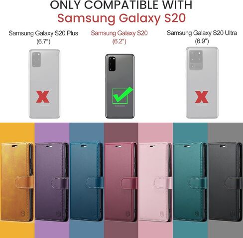 حافظة محفظة لهاتف Samsung Galaxy S20 6.2 بوصة (Non S20+/S20 Utra) مع حامل بطاقة الائتمان RFID، غطاء مقاوم للصدمات من جلد البولي يوريثان للنساء والرجال لهاتف Samsung S20 (أسود) in Saudi Arabia