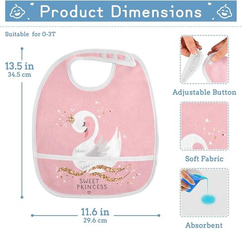 Baby Bibs for Baby Boy Girl Waterproof Feeding Bib Apron Cotton Food Eating Bib 2 Packs in Saudi Arabia