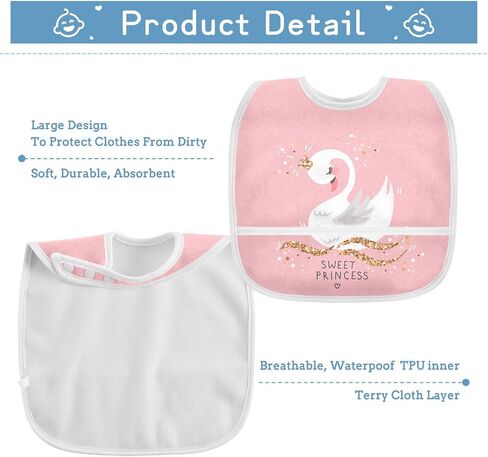 Baby Bibs for Baby Boy Girl Waterproof Feeding Bib Apron Cotton Food Eating Bib 2 Packs in Saudi Arabia
