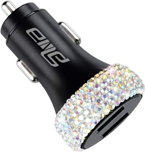 Dual USB Car Charger Quick Charge 3.0 Car Adapter Fast Charging Charger Compatible with iPhone 11/11pro/ MAX/XS/XR/X/10,iPad,Samsung S10/S10+/S9,Google Pixel 4/4 XL etc,Bling Car Decor,Pure Pink in Saudi Arabia