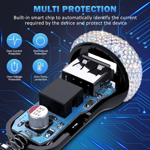 Dual USB Car Charger Quick Charge 3.0 Car Adapter Fast Charging Charger Compatible with iPhone 11/11pro/ MAX/XS/XR/X/10,iPad,Samsung S10/S10+/S9,Google Pixel 4/4 XL etc,Bling Car Decor,Pure Pink in Saudi Arabia