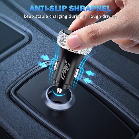 Dual USB Car Charger Quick Charge 3.0 Car Adapter Fast Charging Charger Compatible with iPhone 11/11pro/ MAX/XS/XR/X/10,iPad,Samsung S10/S10+/S9,Google Pixel 4/4 XL etc,Bling Car Decor,Pure Pink in Saudi Arabia