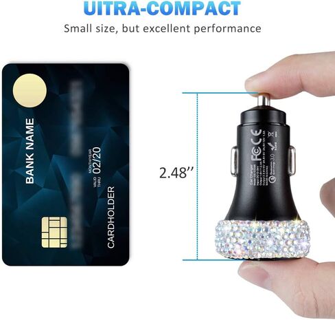 Dual USB Car Charger Quick Charge 3.0 Car Adapter Fast Charging Charger Compatible with iPhone 11/11pro/ MAX/XS/XR/X/10,iPad,Samsung S10/S10+/S9,Google Pixel 4/4 XL etc,Bling Car Decor,Pure Pink in Saudi Arabia