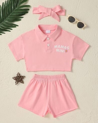 nilikastta Toddler Girl Clothes Baby Girls Outfits Summer Floral Print Shirt+Shorts+Headband 3pcs Baby Clothing 1 2 3 4 5 T in Saudi Arabia