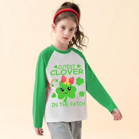 DDSOL سانت باتريك تي شيرت طفل صبي محظوظ البرسيم شامروك قميص قميص قطني بكم طويل راجلان طفل الأيرلندية سانت تي شيرت in Kuwait