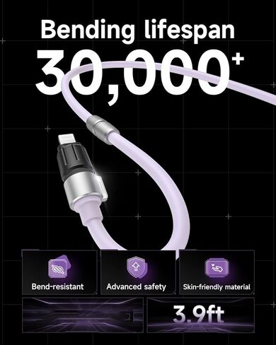 شاحن iPhone MFi معتمد من USB C إلى كابل Light-ning، سلك شاحن iPhone سريع الشحن لهاتف iPhone 14/13/12 Pro Max XR XS وiPad والمزيد (3.9 قدم) in Kuwait