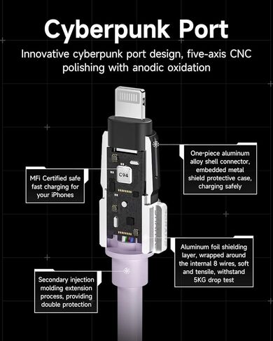 شاحن iPhone MFi معتمد من USB C إلى كابل Light-ning، سلك شاحن iPhone سريع الشحن لهاتف iPhone 14/13/12 Pro Max XR XS وiPad والمزيد (3.9 قدم) in Kuwait