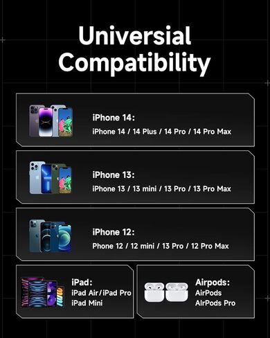 شاحن iPhone MFi معتمد من USB C إلى كابل Light-ning، سلك شاحن iPhone سريع الشحن لهاتف iPhone 14/13/12 Pro Max XR XS وiPad والمزيد (3.9 قدم) in Kuwait