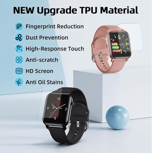 6 pcs TPU smart watch screen protector film for 1.8" WMK IDW19 、1.8" ENOMIR ID208 PLUS,Tensky 208BT,1.8" Fitpolo,ENOMIR,Quican,Tensky,Veryfit,IDW208P,IDW208 Plus Smartwatch Upgrade Flexible Film Scratch Resistant Soft HD TPU Transparent Film in Saudi Arabia