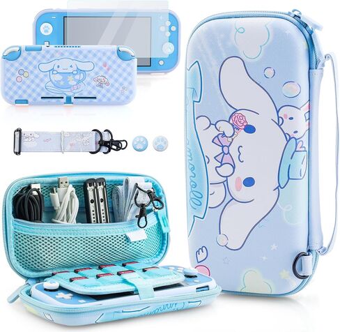 GOODVANCE Blue Carrying Case Compatible with Nintendo Switch Lite, Cute Anime for Stit Boys Portable Travel Switch Accessories Kit with Protective Case, HD Screen Protector, Shoulder Strap & Thumb Cap in Saudi Arabia