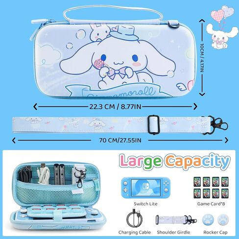 GOODVANCE Blue Carrying Case Compatible with Nintendo Switch Lite, Cute Anime for Stit Boys Portable Travel Switch Accessories Kit with Protective Case, HD Screen Protector, Shoulder Strap & Thumb Cap in Saudi Arabia