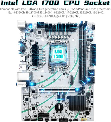 اللوحة الأم H610 LGA 1700 (μATX، 2*فتحات DDR4، SATA 3.0، USB 3.1، NVME M.2، 2.5 جيجا بايت LAN، PCIe 5.0) لمعالجات Intel Core i3 i5 i7 i9/Pentium/Xeon من الجيل الثاني عشر in Kuwait