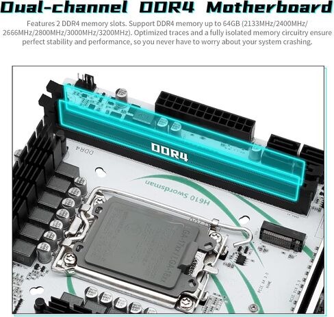 اللوحة الأم H610 LGA 1700 (μATX، 2*فتحات DDR4، SATA 3.0، USB 3.1، NVME M.2، 2.5 جيجا بايت LAN، PCIe 5.0) لمعالجات Intel Core i3 i5 i7 i9/Pentium/Xeon من الجيل الثاني عشر in Kuwait