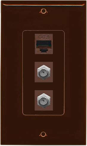 RiteAV 2 Port Coax Cable TV- F-Type 1 Port Cat6 Ethernet White Wall Plate OVERSIZED in Saudi Arabia