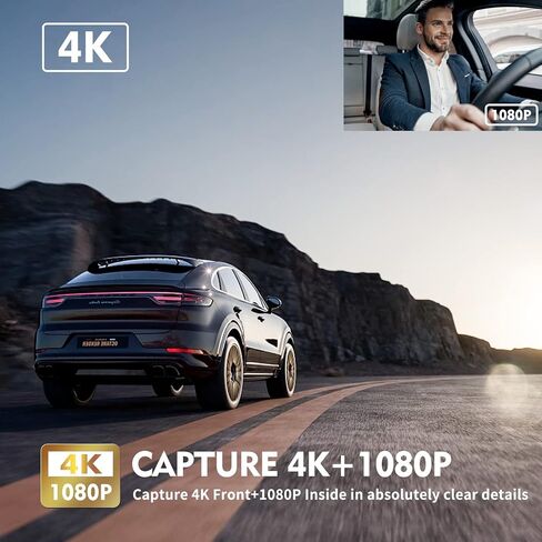 Dash Cam Abask، كاميرا Dash Cam أمامية وداخلية مع بطاقة SD 32G، كاميرا داش 1080P+1080P للسيارات، زاوية واسعة 310 درجة، رؤية ليلية WDR G-Sensor وقوف السيارات حلقة تسجيل كاشف الحركة in Kuwait