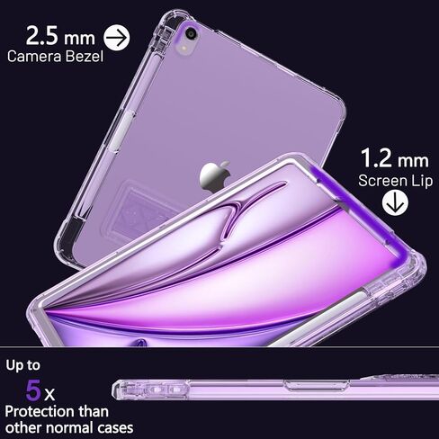 Rantice Case for iPad Air 11 Inch/iPad Air 6th/5th/4th Generation 10.9" with Pencil Holder & Kickstand, Slim Sparkly Glitter Shockproof Bumper Cover, Cute Sparkly for Women and Girls, Clear Glitter in Saudi Arabia