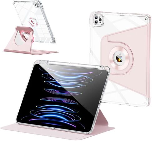 iPad 9.7" 5th / 6th Generation Case, Rotating Magnetic Detachable Protective Rotatable Stand Slim Clear Cover with Pencil Holder for iPad 9.7 Inch 2018/2017 /Air 2 / Air (Black, iPad6/iPad5/Air2/Air) in Saudi Arabia