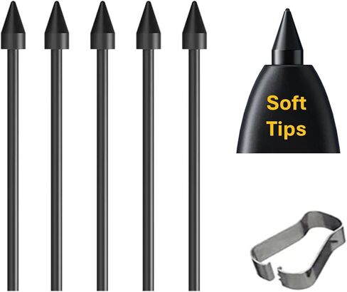 【5Pack Soft Tips】 OEM Tab S6 Lite Pen Tips,Nibs Replacement for Galaxy Tab S6 Lite,S7/S7FE,S8/S8+,S9/S9 FE All Verison Stylus S Pen Replacement Tips/Nibs+Tweezers (5PCS Soft Tips-Black) in Saudi Arabia