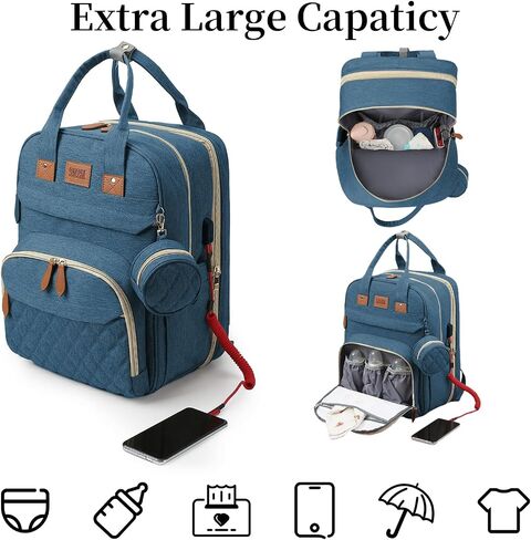 Baby Diaper Bag Backpack, Large Baby Diaper Bags for Boys Girls, Baby Bag with USB Charging Port, Multifunction Waterproof Travel Bag for Moms Dads in Saudi Arabia