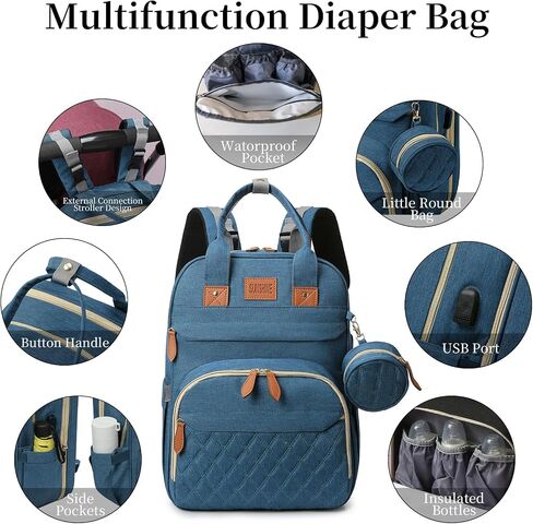 Baby Diaper Bag Backpack, Large Baby Diaper Bags for Boys Girls, Baby Bag with USB Charging Port, Multifunction Waterproof Travel Bag for Moms Dads in Saudi Arabia