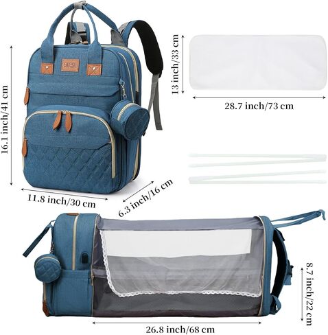 Baby Diaper Bag Backpack, Large Baby Diaper Bags for Boys Girls, Baby Bag with USB Charging Port, Multifunction Waterproof Travel Bag for Moms Dads in Saudi Arabia